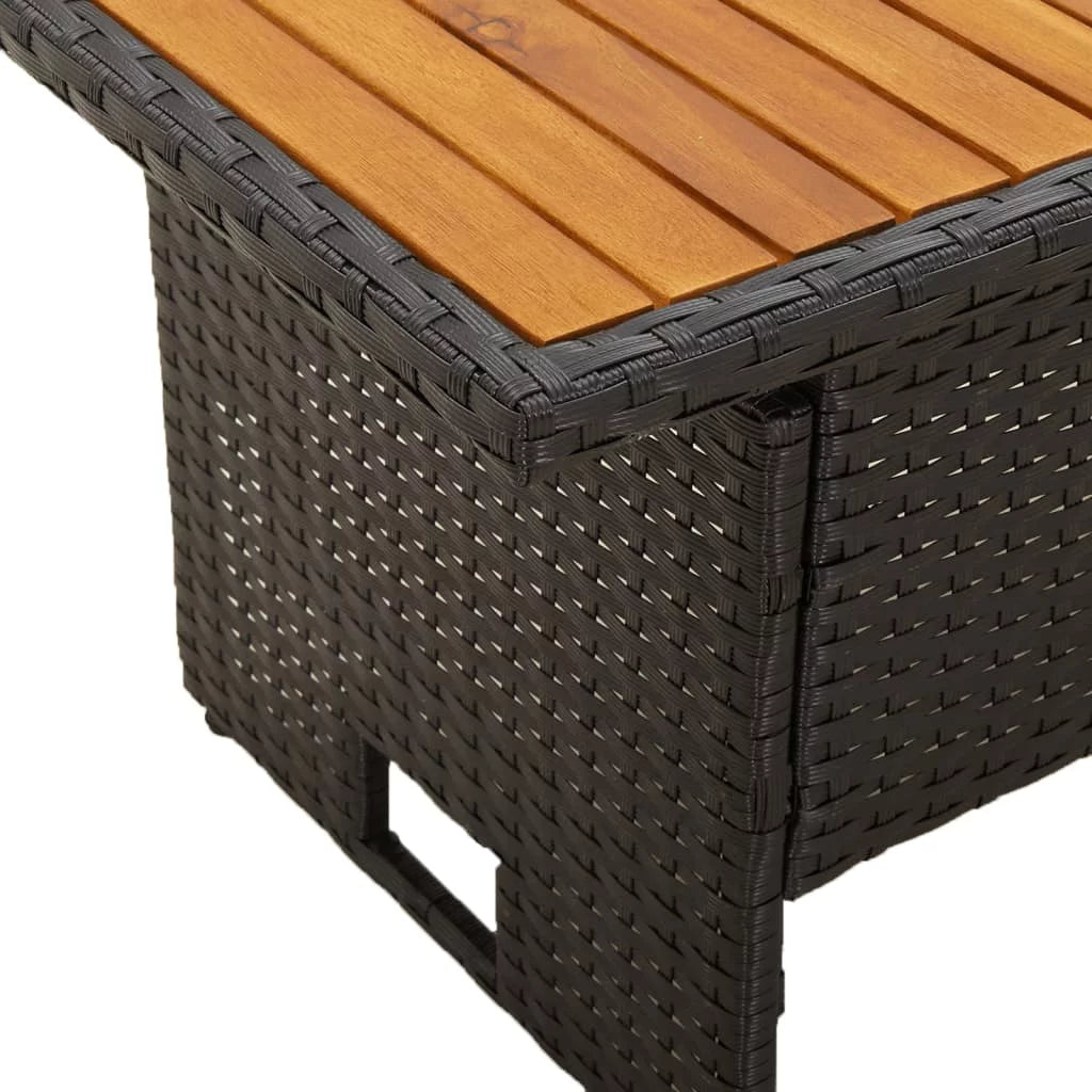 Black Solid Wood Acacia & Poly Rattan Patio Table B22105