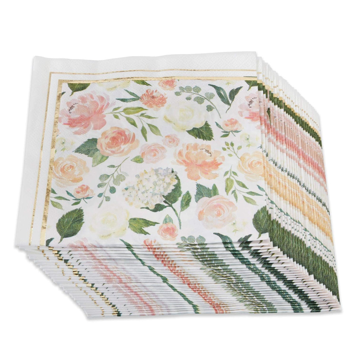 Pink Floral Paper Plates (Set of 16) and Paper Cocktail Napkins (Set of 30) S216380
