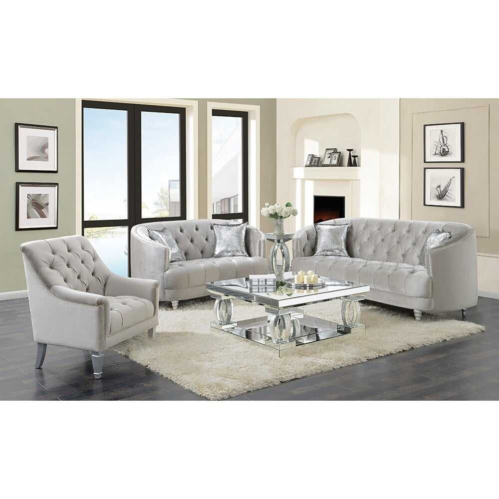 Grey 2-piece Tufted Living Room Set O171538