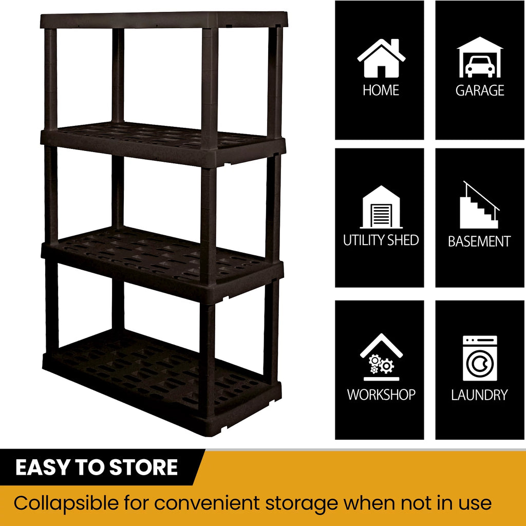 4-Tier Black Plastic Storage Unit R683516