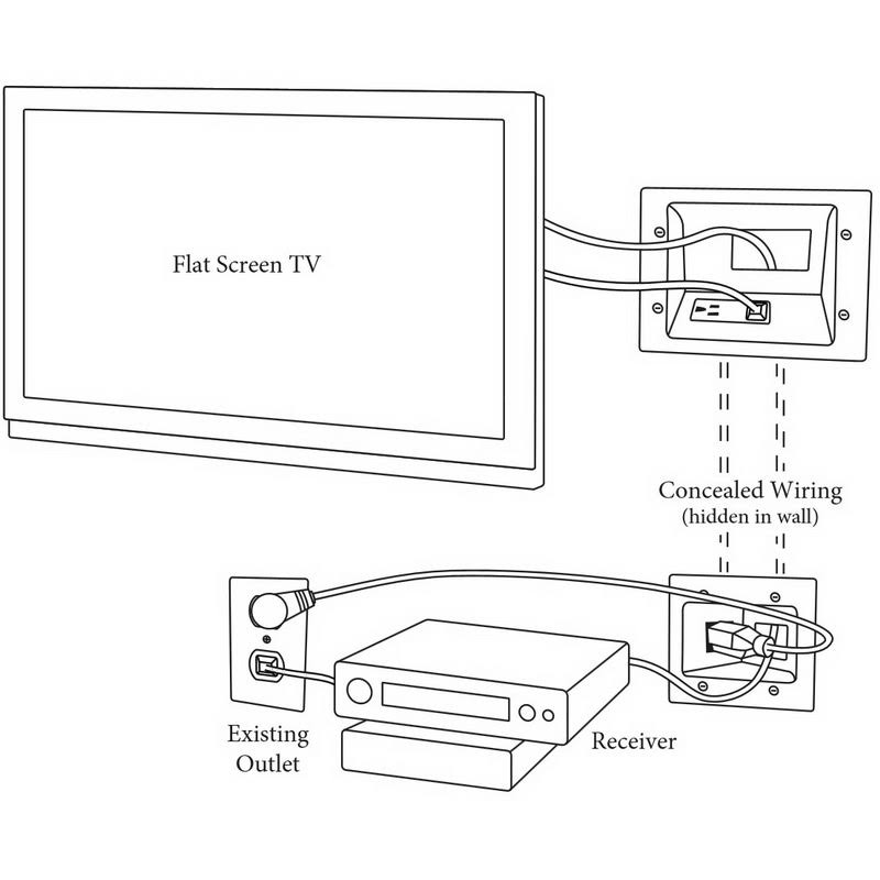 Recessed Pro-Power Kit with Duplex Surge Suppressor and Straight Blade Inlet Mounting Plate - White L15166
