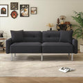 Black Linen Fabric Convertible Futon Sofa Bed with Metal Legs L3073