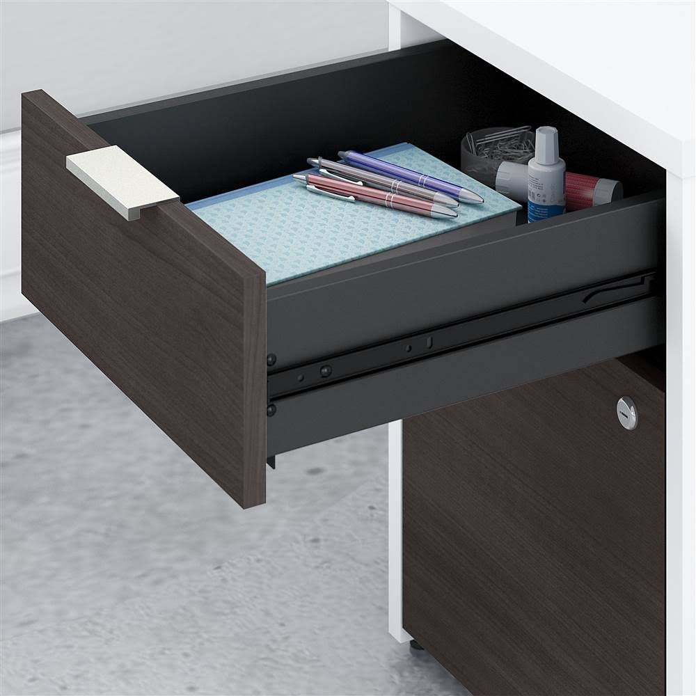 72w Desk with Drawers and Small Storage Cabinet Storm Gray/White H88130