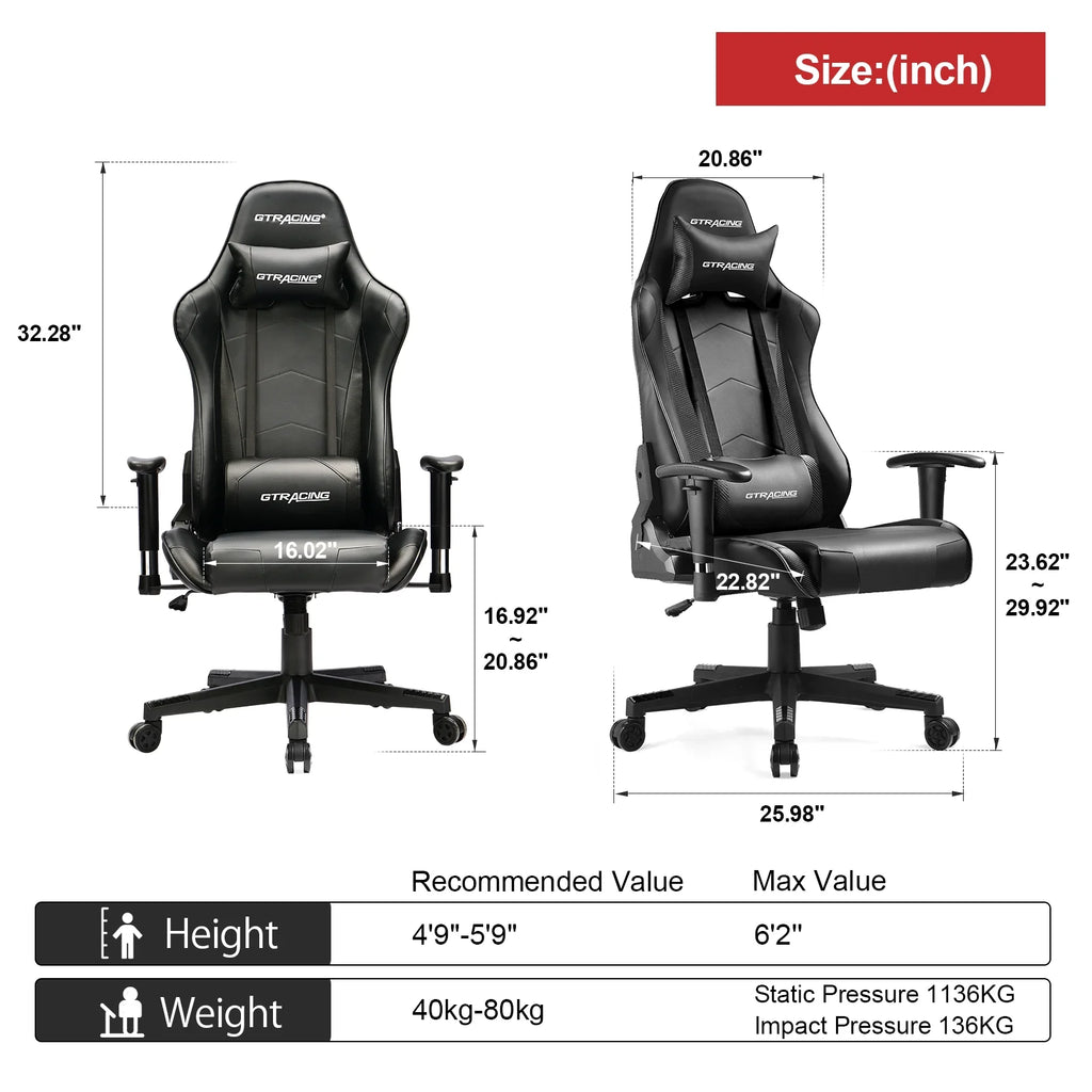 Black Ergonomic High Back Reclining Gaming Chair B8440