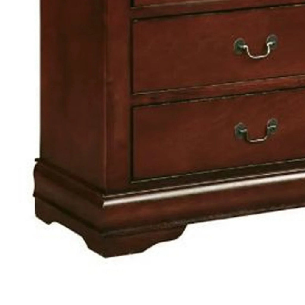 Cherry Brown 5 Drawers Pine Wood Dresser Chest T5827