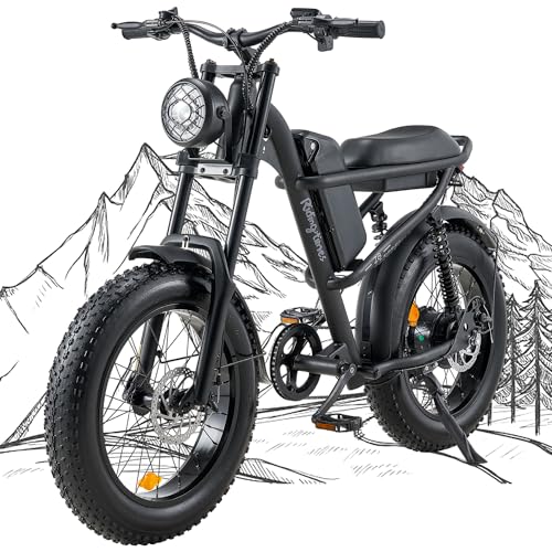 1500W Moped Style Electric Bike, 20 Inch Fat Tire, 6-Layer Full Suspension Ebike, 15.6AH Removable Battery D2615