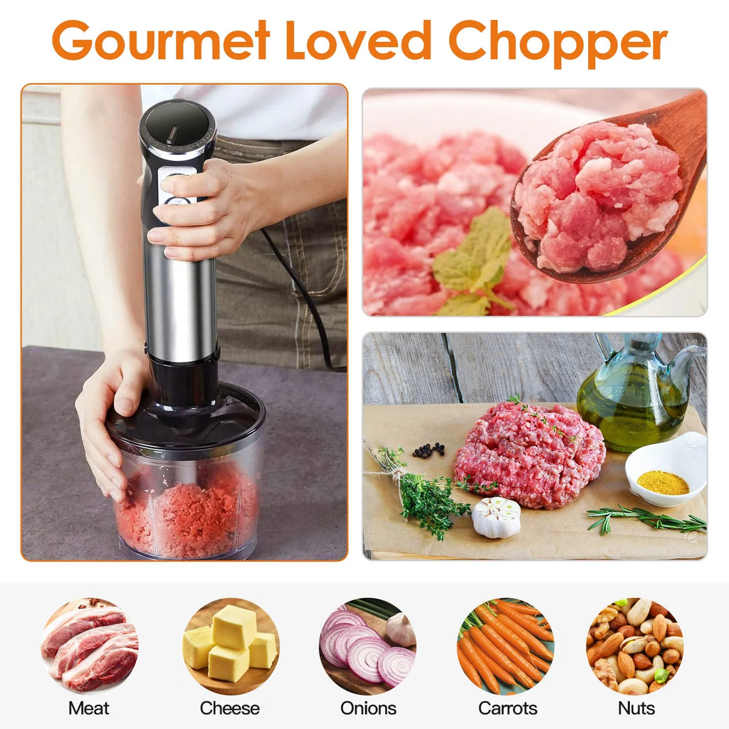 1000W 5 in 1 Stainless Steel Hand Blender with 12 Speeds W782