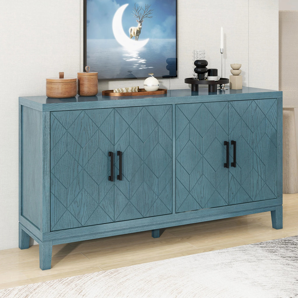 4-Door Retro Sideboard with Adjustable Shelves P9368
