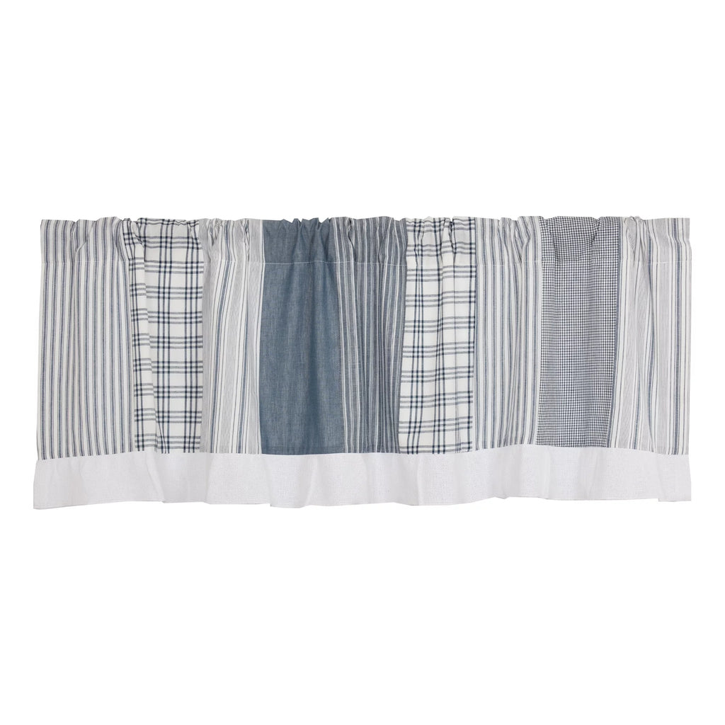 Blue Farmhouse Window Panel Set with Attached Valance Q853217