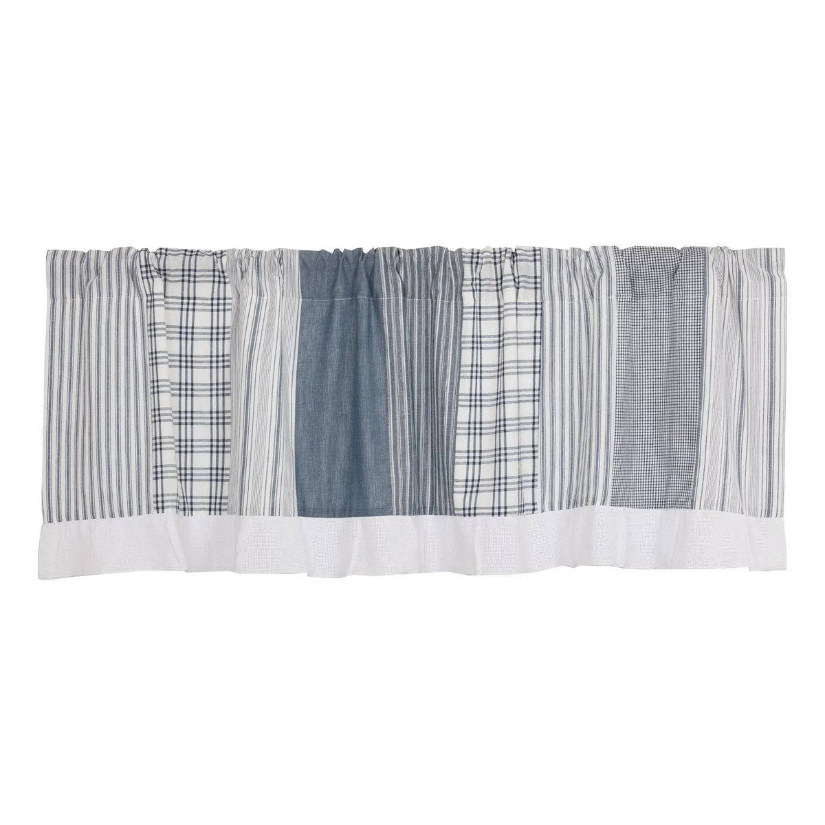 Blue Farmhouse Window Panel Set with Attached Valance Q853217