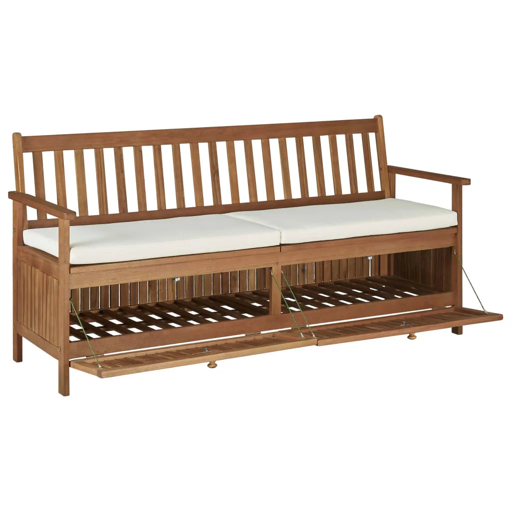Storage Bench with Cushion Solid Acacia Wood Y204