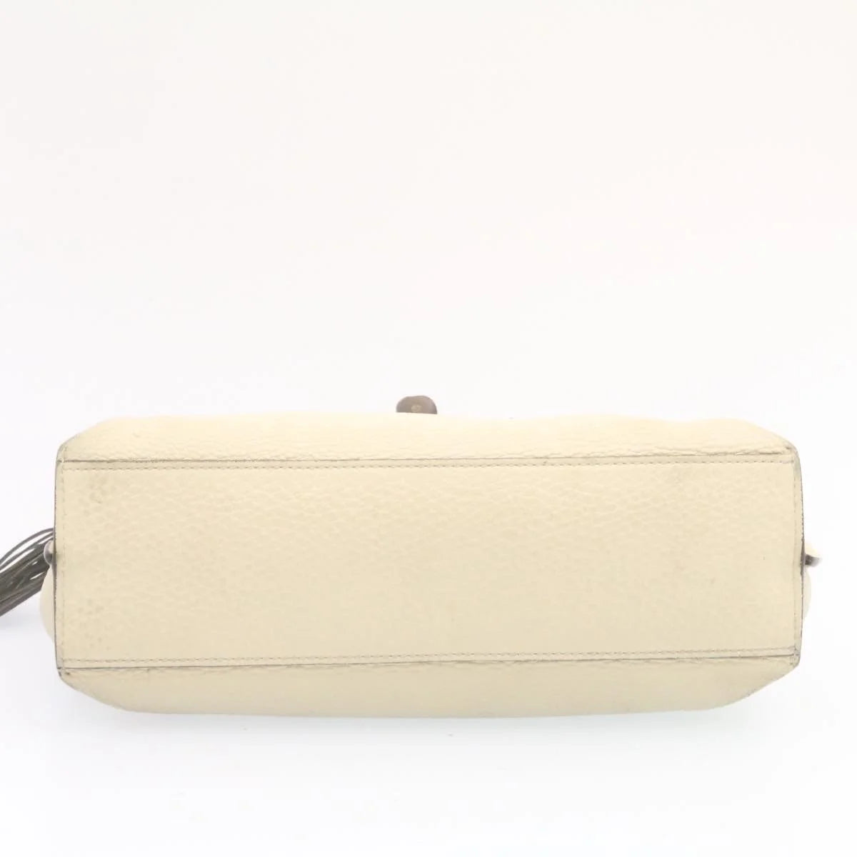 White Leather Bamboo Handbag W593