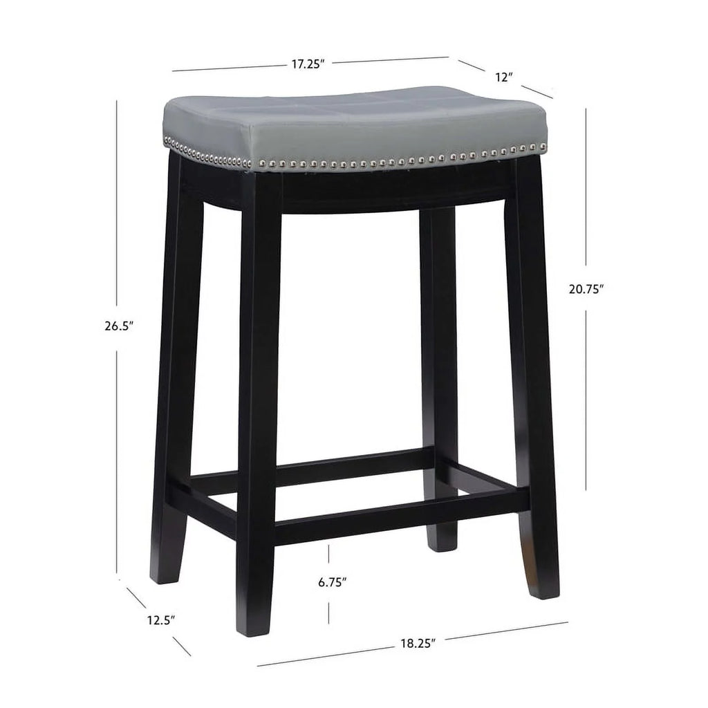 Gray Faux Leather Wood Backless Counter Stool V598277