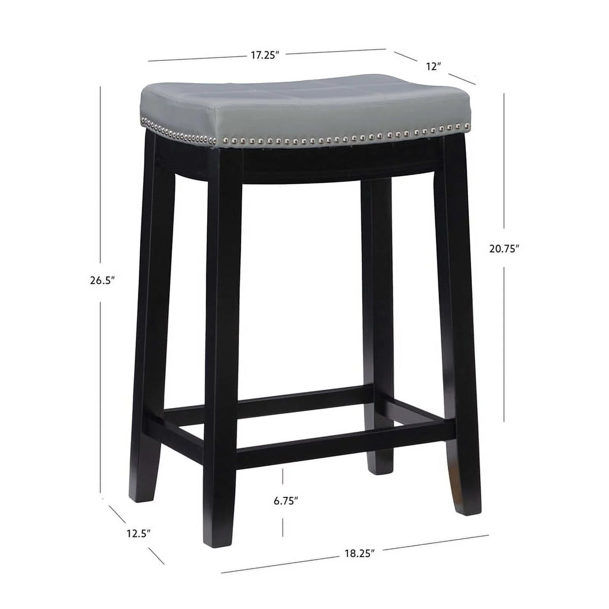 Gray Faux Leather Wood Backless Counter Stool V598277