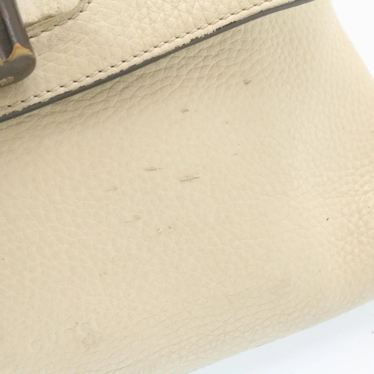 White Leather Bamboo Handbag W593