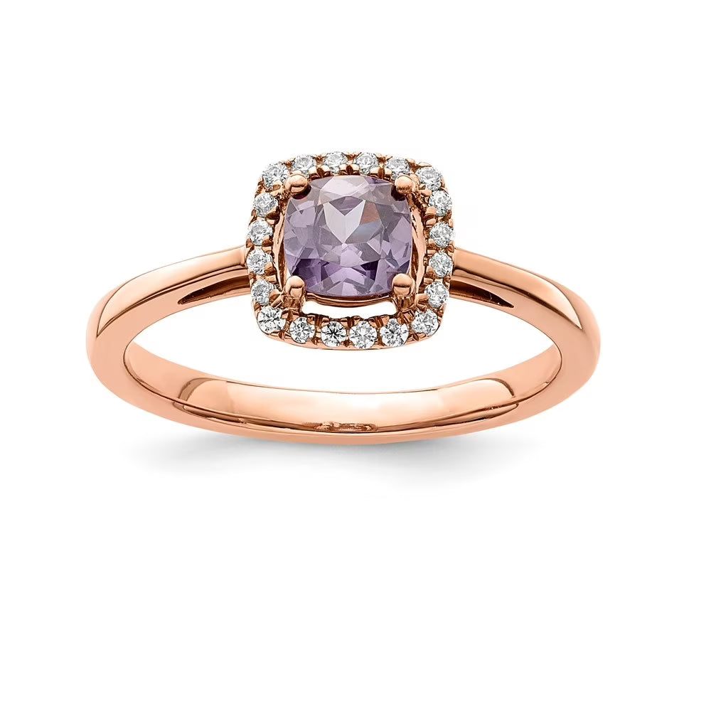 10k White Gold Amethyst and Diamond Ring Size 7 B907990