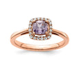 10k White Gold Amethyst and Diamond Ring Size 7 B907990