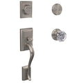 Satin Nickel Dummy Door Handleset with Glass Door Knob and Trim U192934