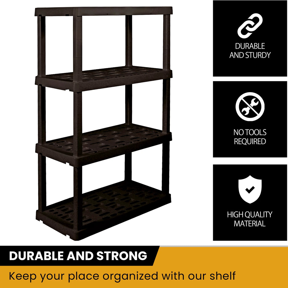 4-Tier Black Plastic Storage Unit R683516
