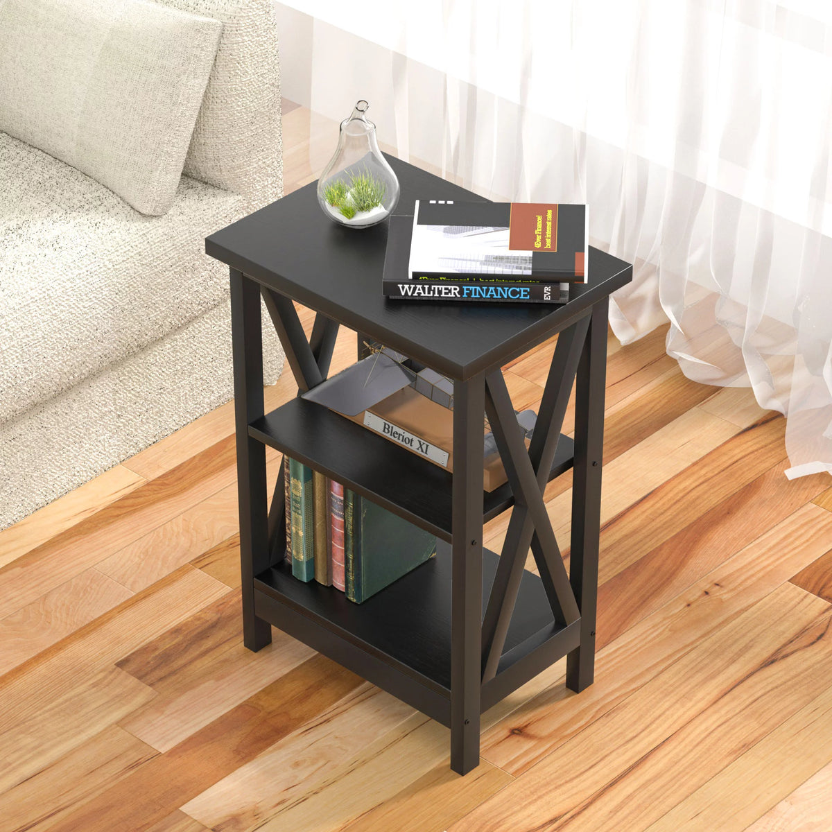 Black 3-Tier Nightstand C867