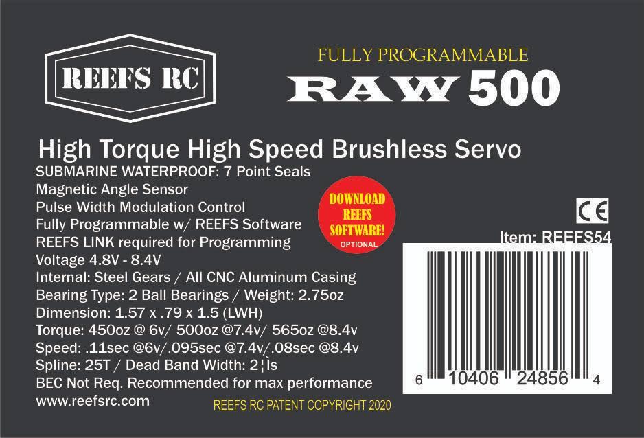 500 Raw High Torque Waterproof Brushless Servo I2298
