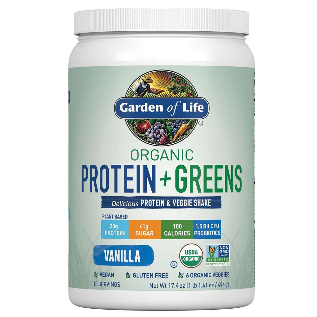 Organic Plant Protein & Greens Powder Vanilla Shake 20g Protein 1.1lb U1762
