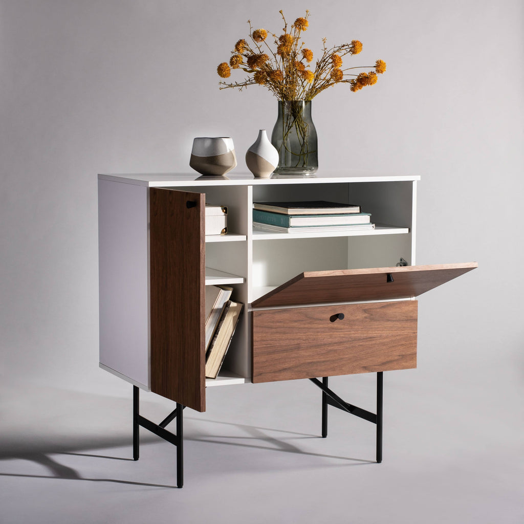 Walnut White Black Wood Chest H462796