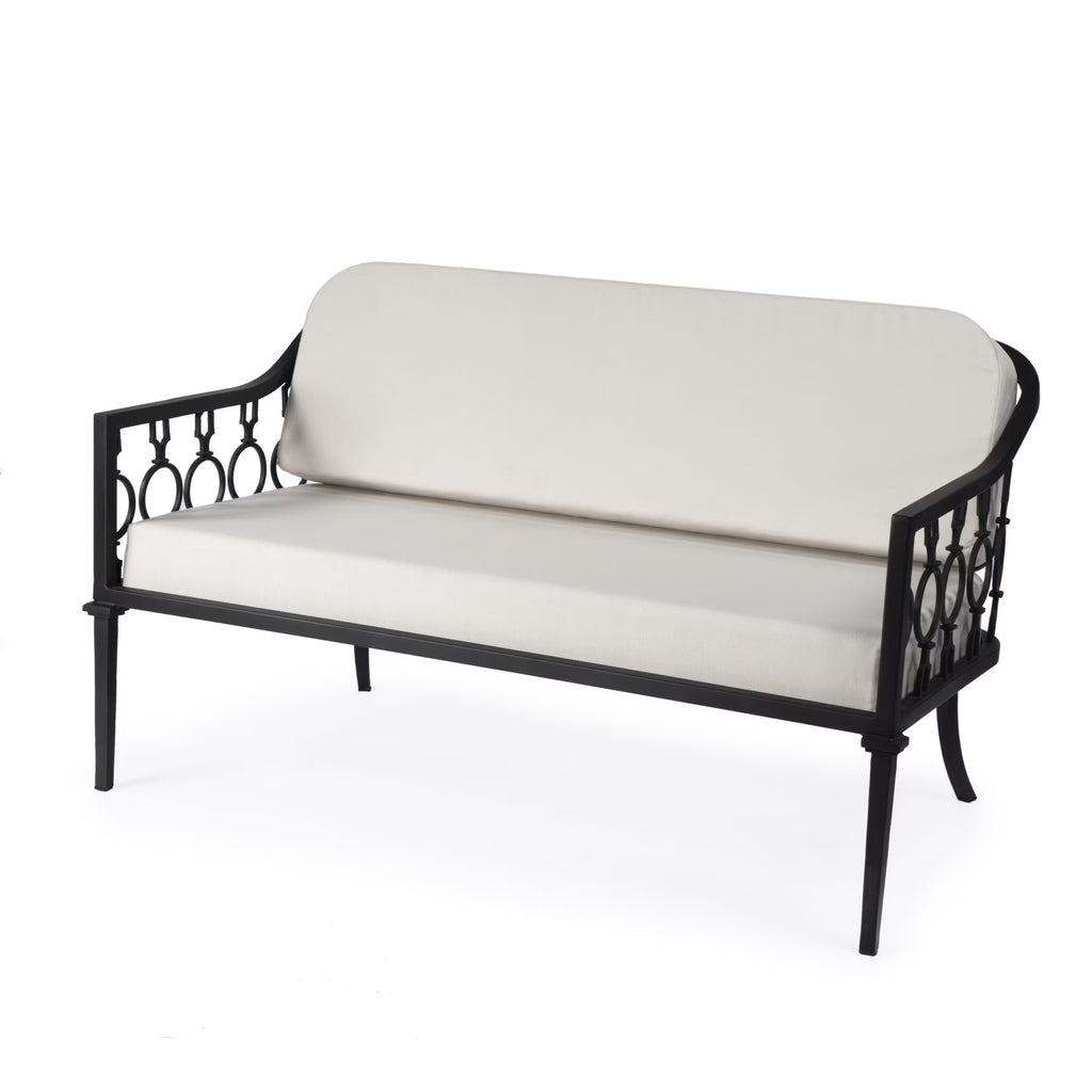 Black Iron Upholstered Outdoor Loveseat T46198