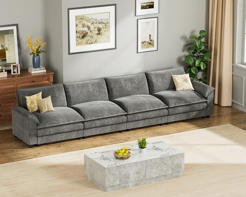 Light Grey L Shaped Chenille Sectional Sofa V1448