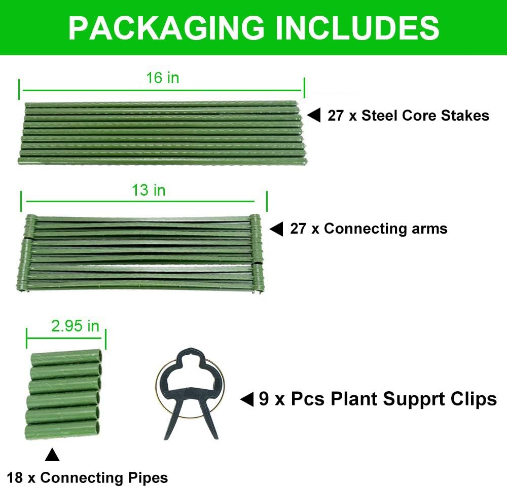 Tomato Cages Plant Supports with 9Pcs Clips Pack of 2 W981457