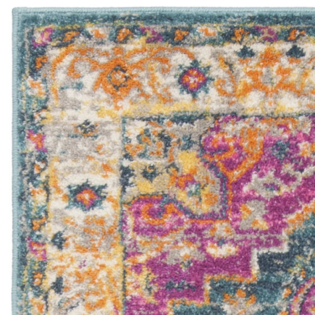 Blue Multi Floral Runner Rug 2'3" x 10' B25524