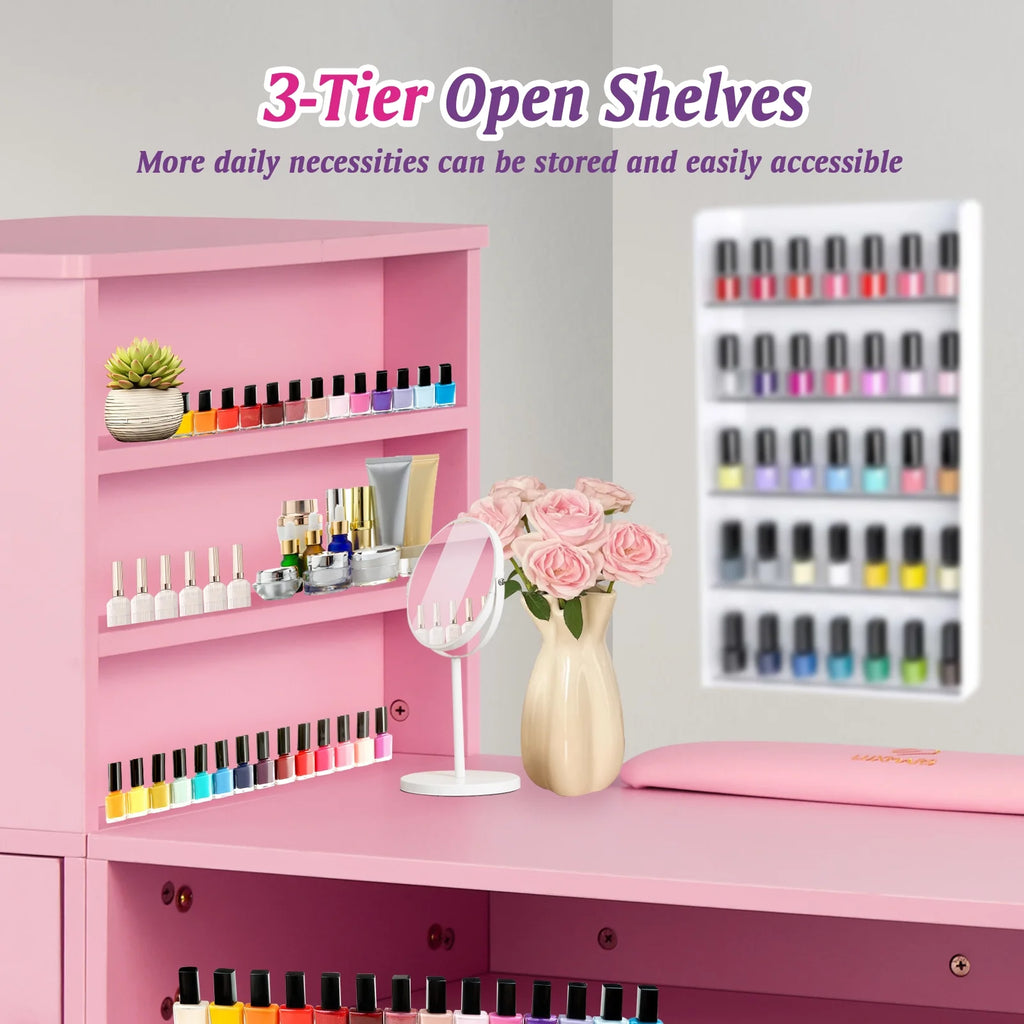 Pink Manicure Table with Wrist Rest Q269