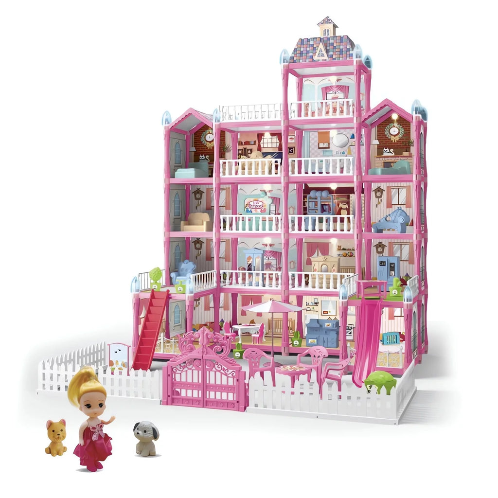 5-Story 19 Rooms Dollhouse with 1 Doll Toy Figure O406027