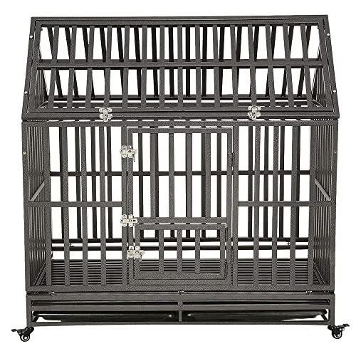Black 48 inch Metal Dog Cage with Four Wheels Z61373