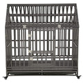 Black 48 inch Metal Dog Cage with Four Wheels Z61373
