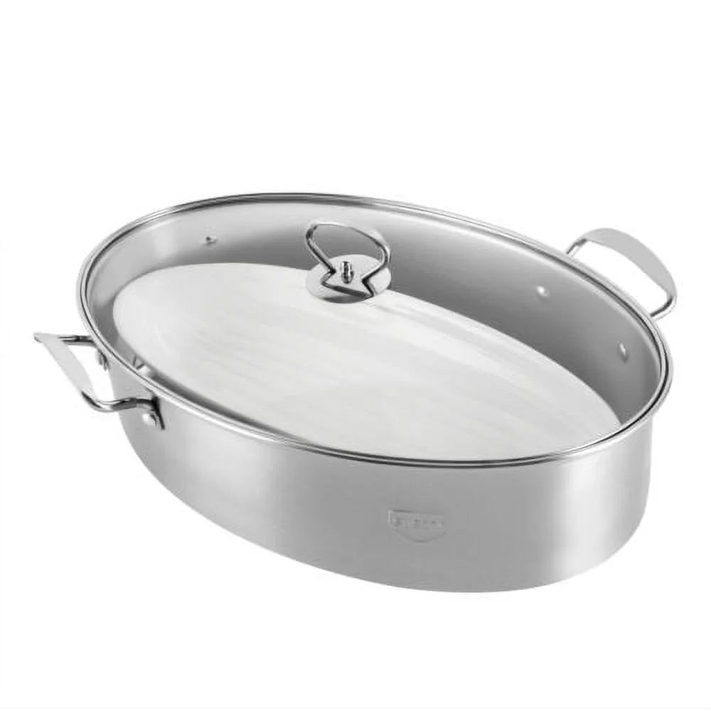 Stainless Steel Fish Steamer Pot with Glass Lid T639704