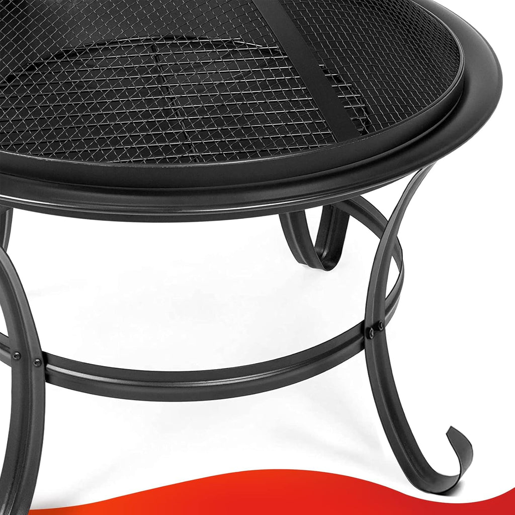 22 inch Wood Burning Steel Fire Pit with Spark Screen E153385
