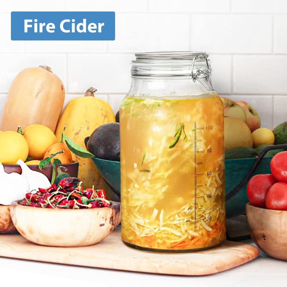 2 Pack 1 Gallon Glass Storage Jars with Airtight Lids P5926