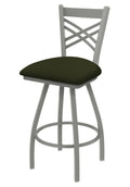 Swivel Bar Stool with Anodized Nickel Finish and Pine Seat C9838