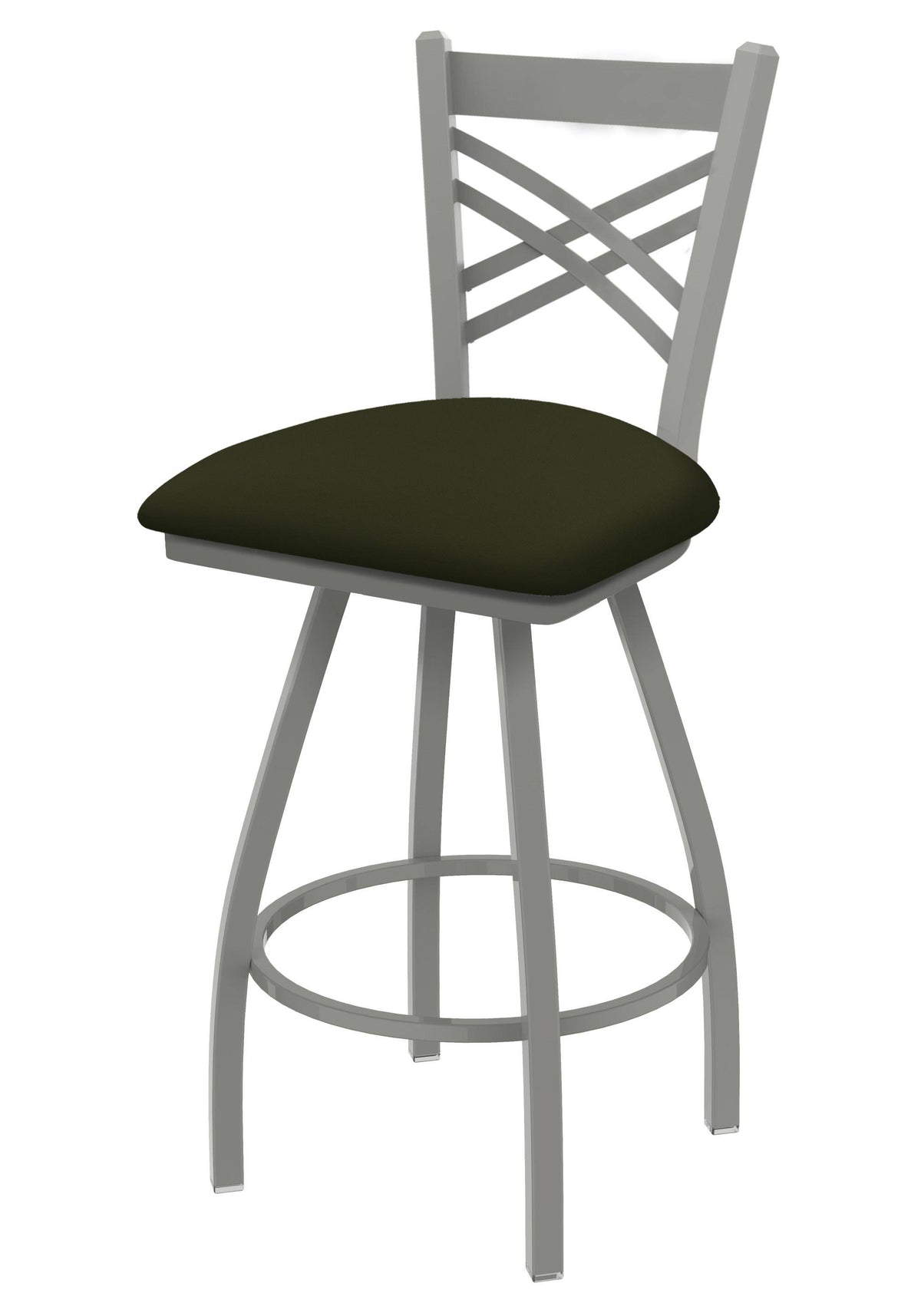 Swivel Bar Stool with Anodized Nickel Finish and Pine Seat C9838