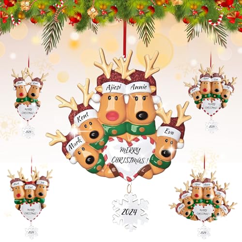 Reindeer Christmas Ornaments 3D Resin Family of 4 O463348