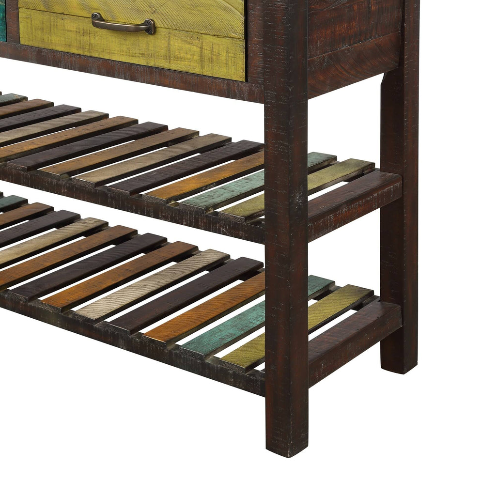 Console Table with Drawers and 2 Tiers Shelves K80965