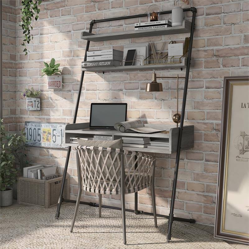 Gray Oak Wood Writing Desk S7768