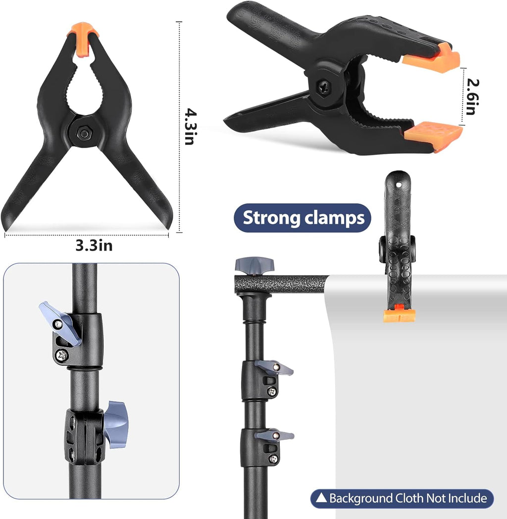 Photo Backdrop Stand System Kit, 7 x 10 ft Adjustable with Clamps, Crossbars, Sandbags, Carrying Bag S600