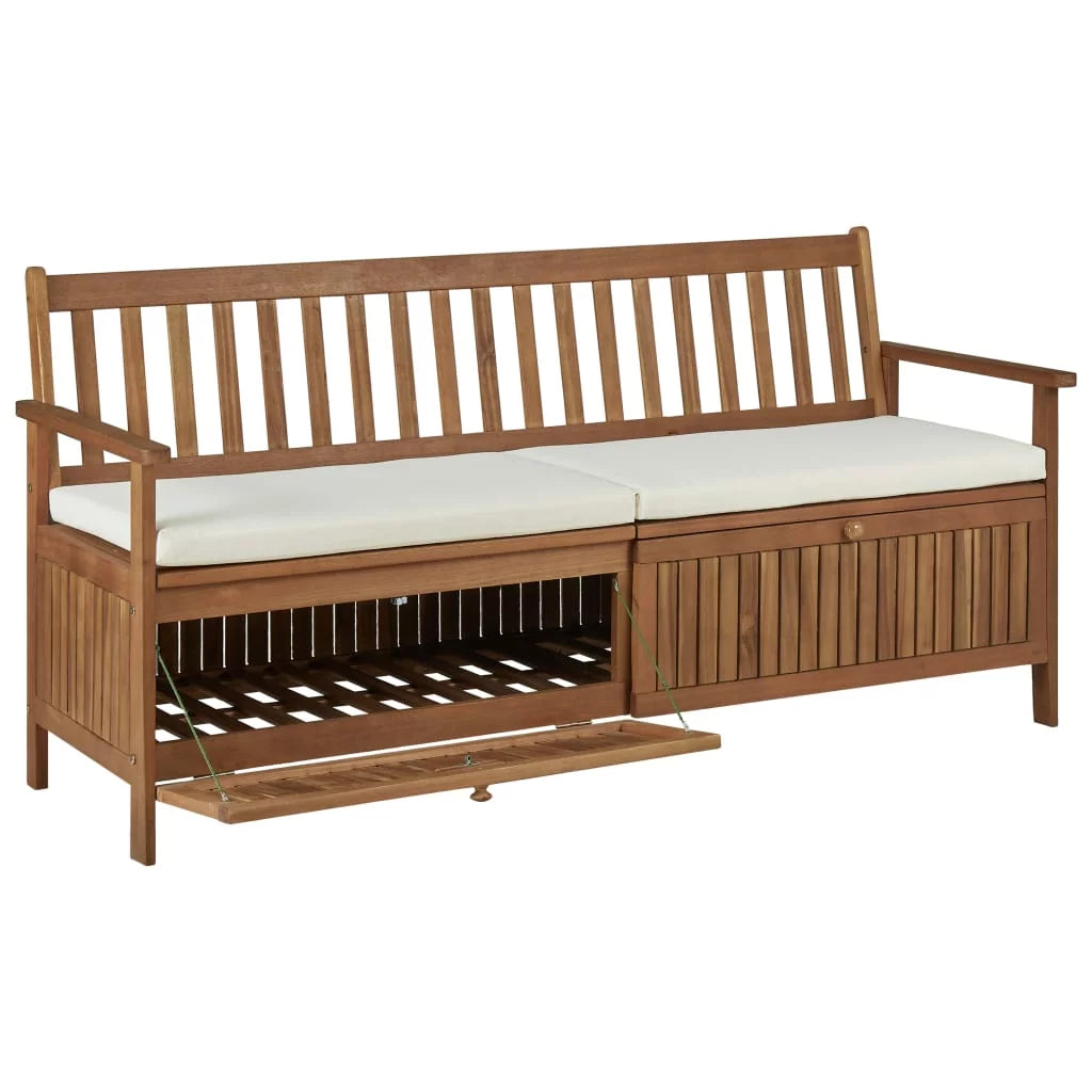 Storage Bench with Cushion Solid Acacia Wood Y204