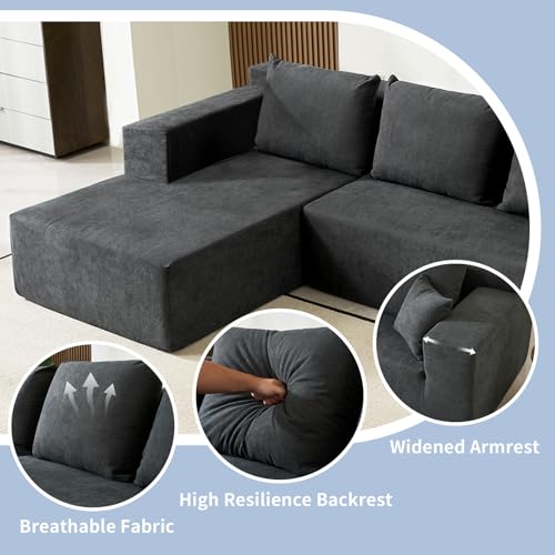60" Memory Foam Fold Sofa Bed with 2 Pillows Dark Gray K5696