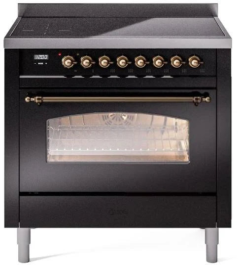 Glossy Black 36 Induction Range with Electric Oven C8833