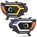 LED Headlight Assembly with Sequential Turn Signal Black Housing Amber Reflector W963