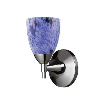 Polished Chrome 1-Light Sconce with Blue Glass T15593