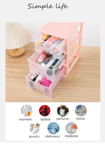 White Plastic 3 Drawer Desktop Organizer U336471